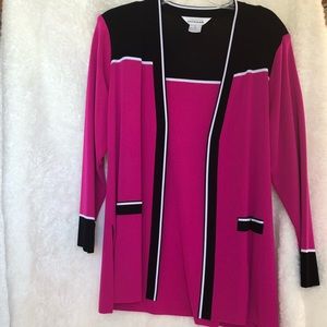 Exclusively Misook Open Front Cardigan.